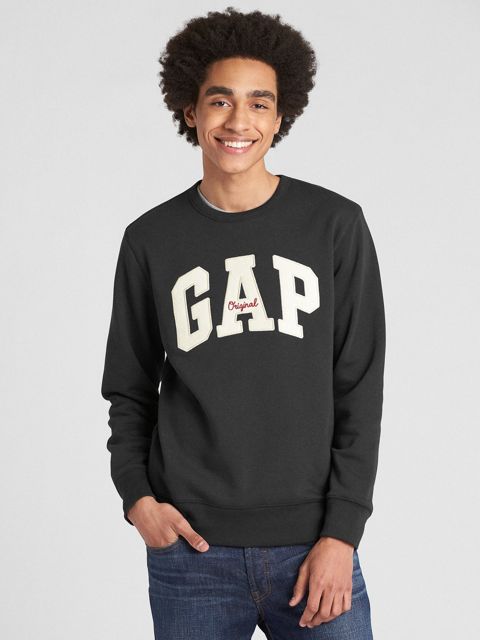 Gap Logo Fleece Crewneck Sweatshirt - black