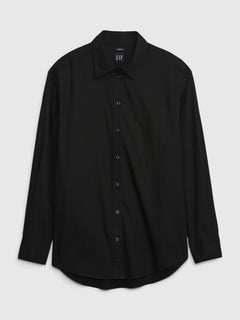 Organic Cotton Poplin Big Shirt - Black