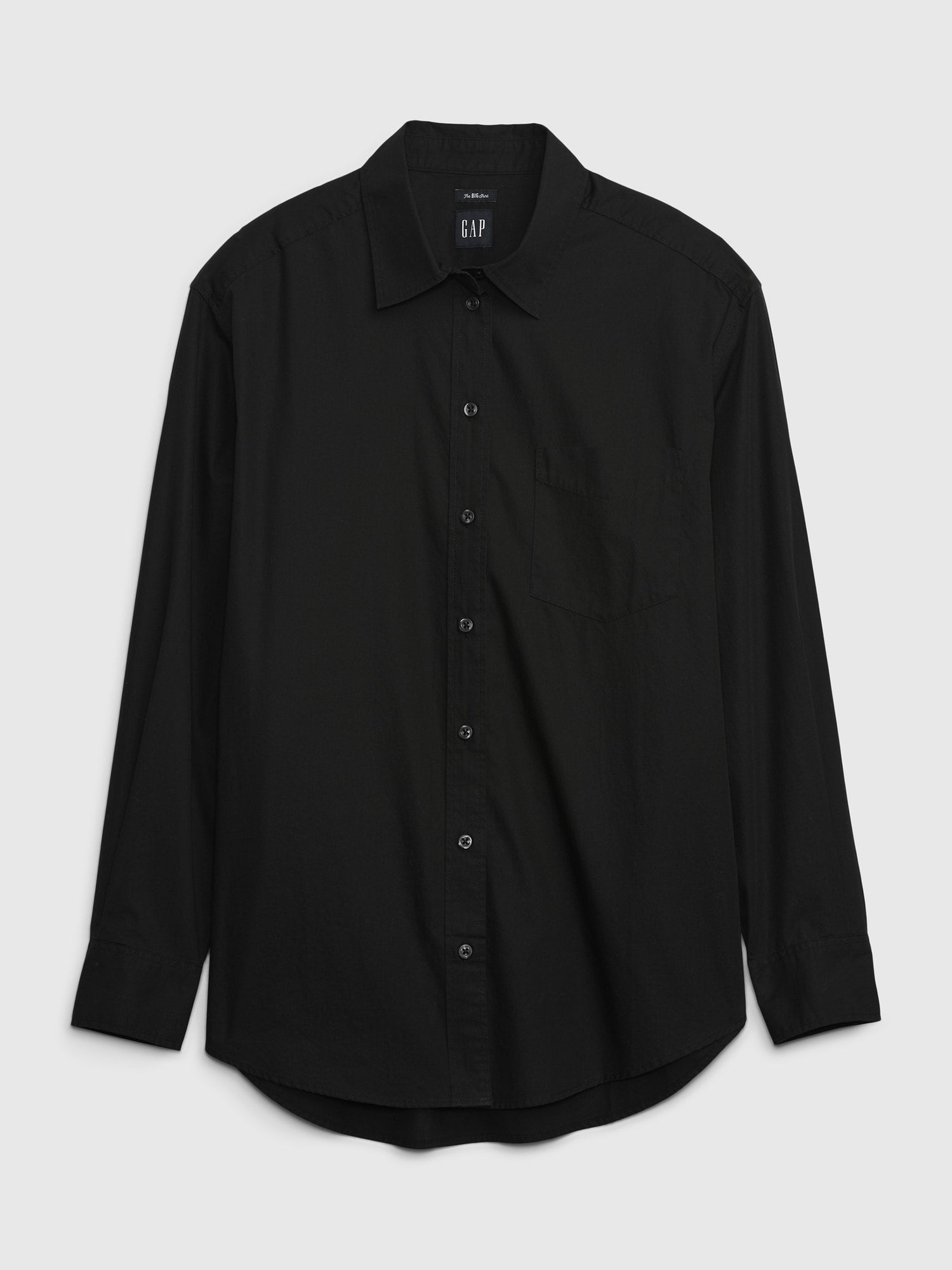 Organic Cotton Poplin Big Shirt - Black