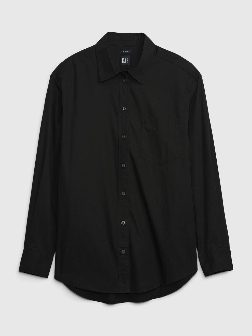 Organic Cotton Poplin Big Shirt - Black