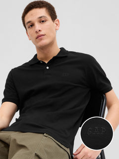 Gap Logo Pique Polo Shirt - BLACK 013