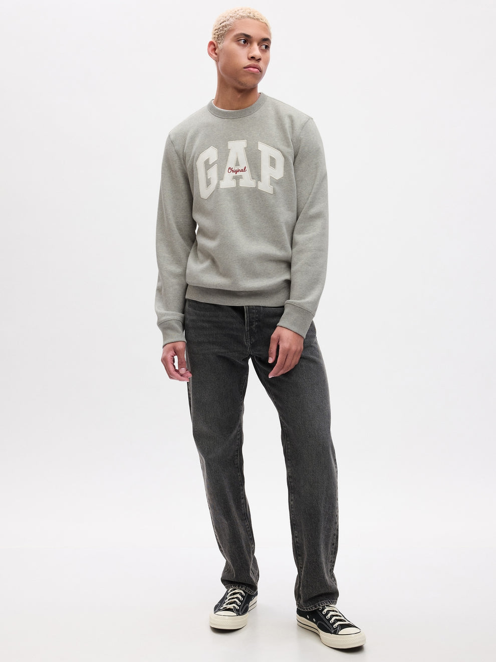 Gap Logo Fleece Crewneck Sweatshirt - LIGHT HEATHER GREY B08