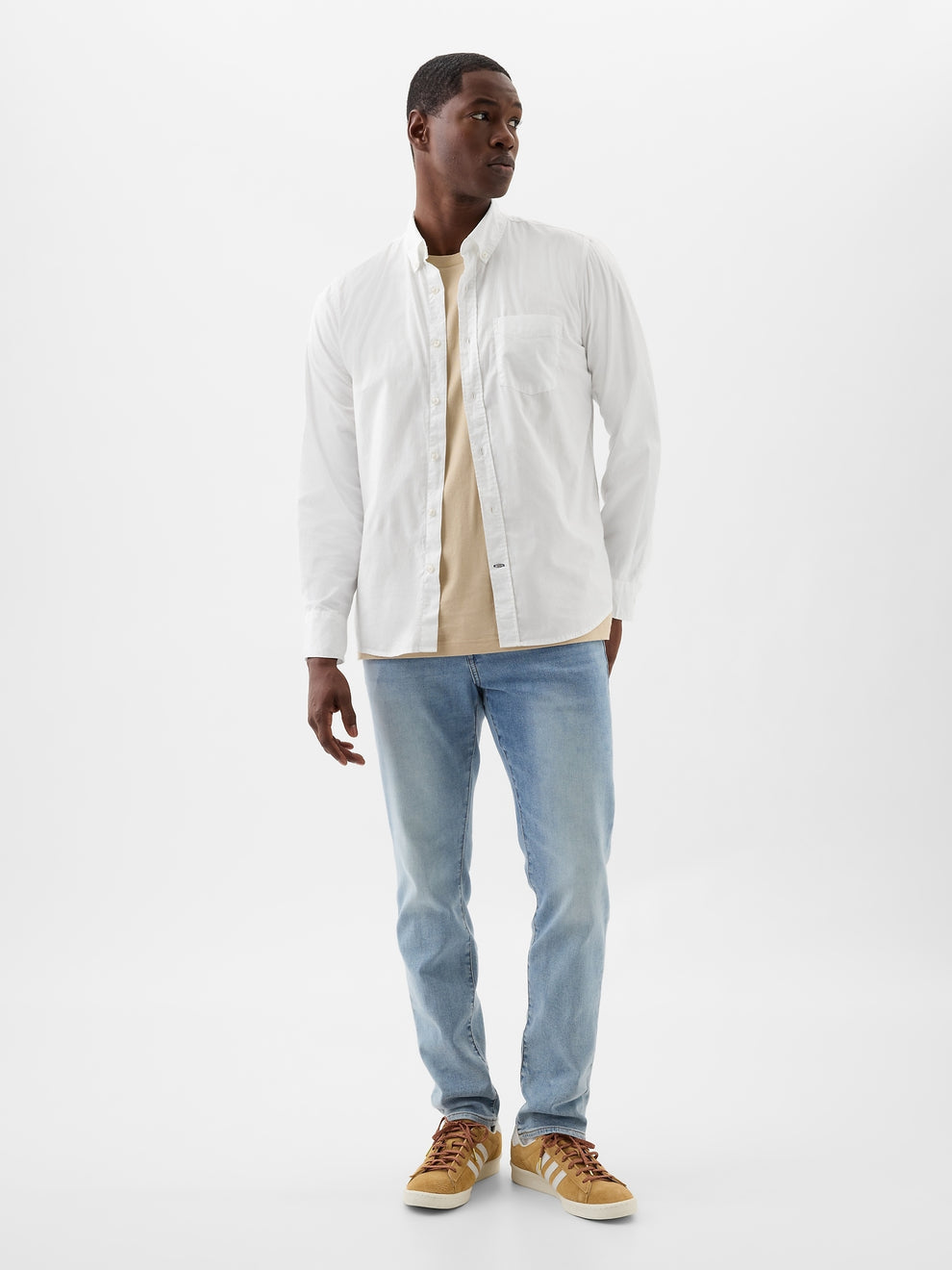 Stretch Poplin Shirt in Standard Fit - optic white