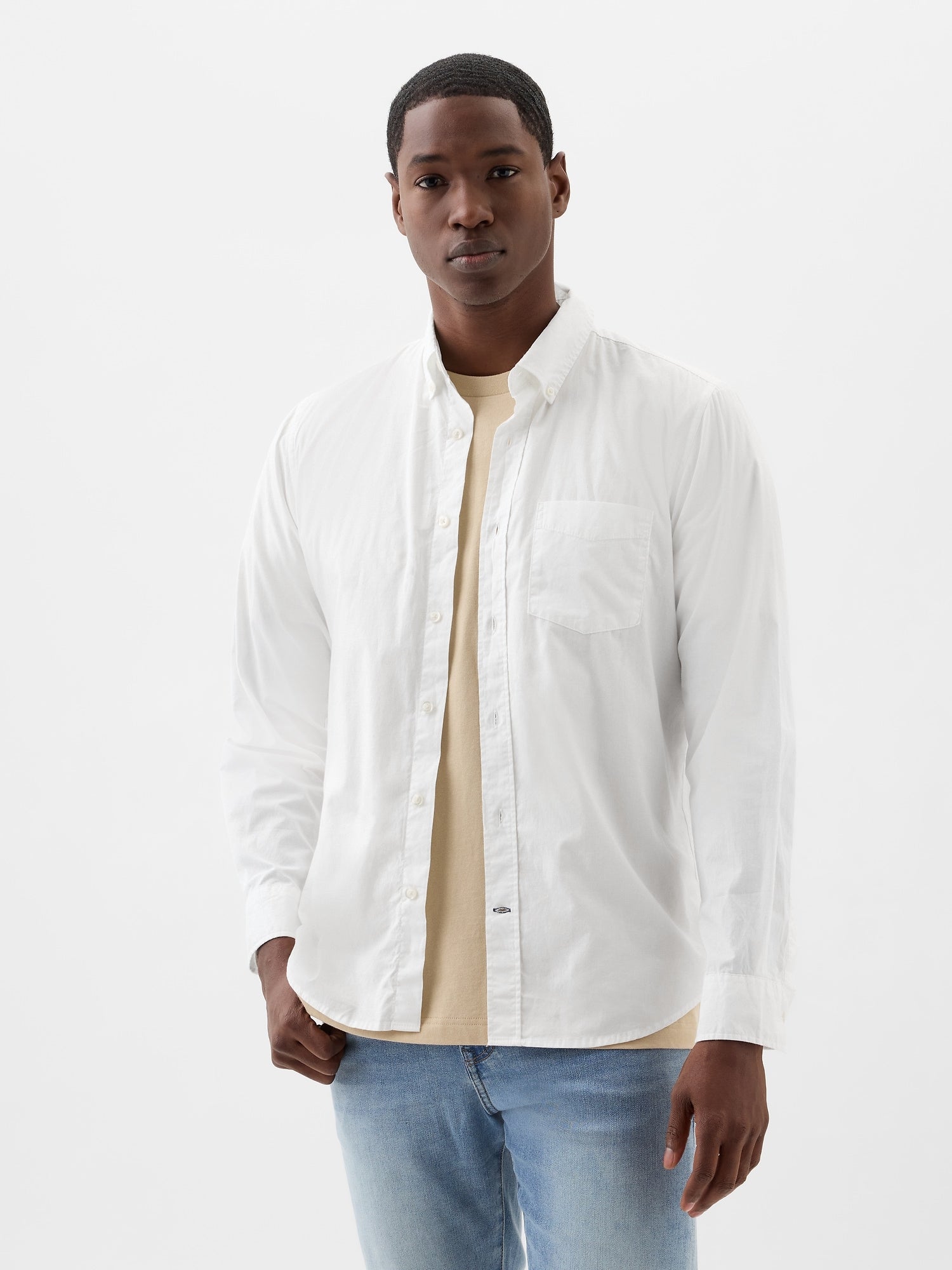 Stretch Poplin Shirt in Standard Fit - optic white