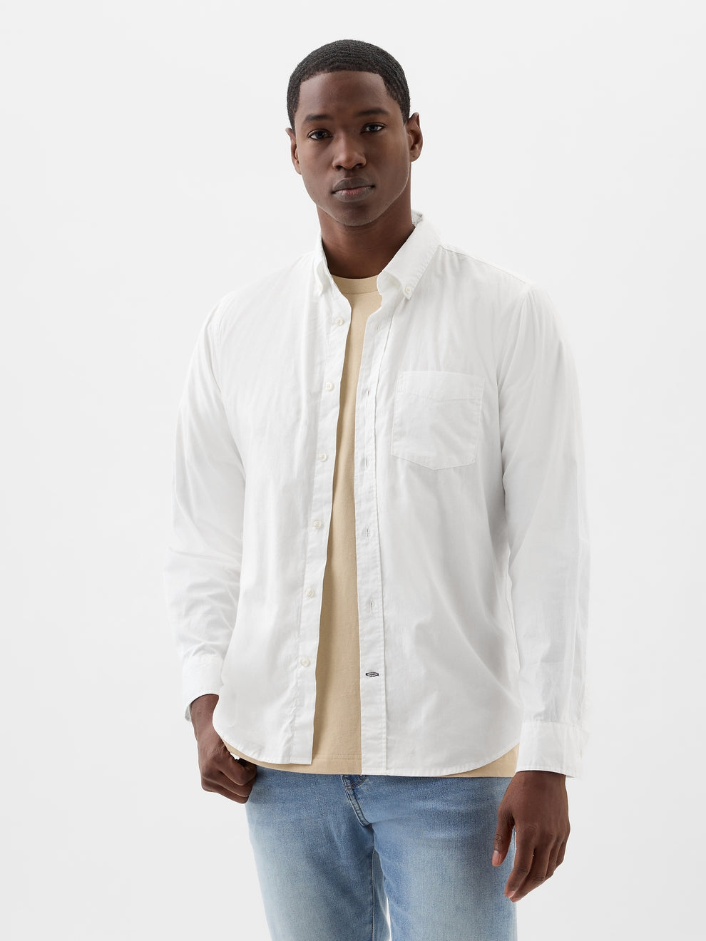 Stretch Poplin Shirt in Standard Fit - optic white