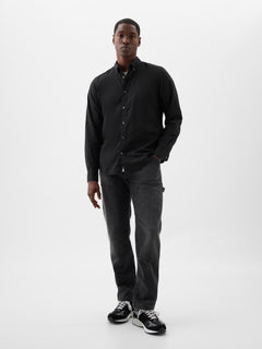 Stretch Poplin Shirt in Standard Fit - black