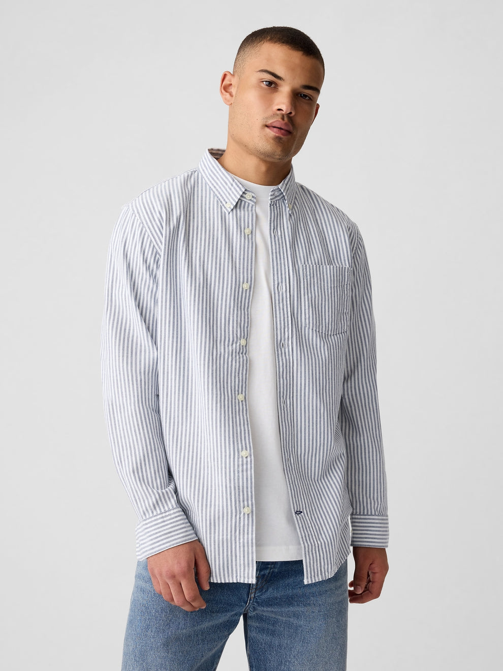 Oxford Shirt in Standard Fit - blue track stripe