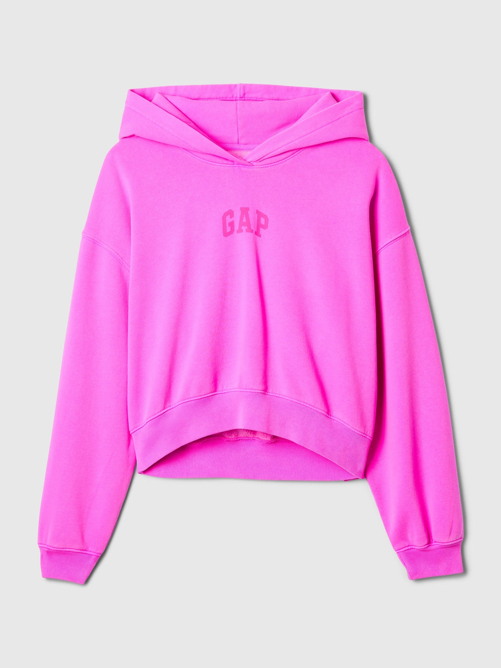 VintageSoft Crop Logo Hoodie - Neon pink