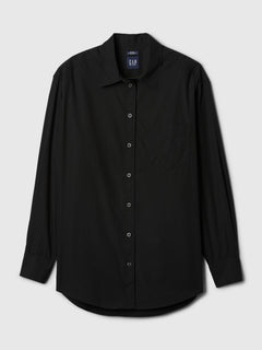 Organic Cotton Poplin Big Shirt - Black