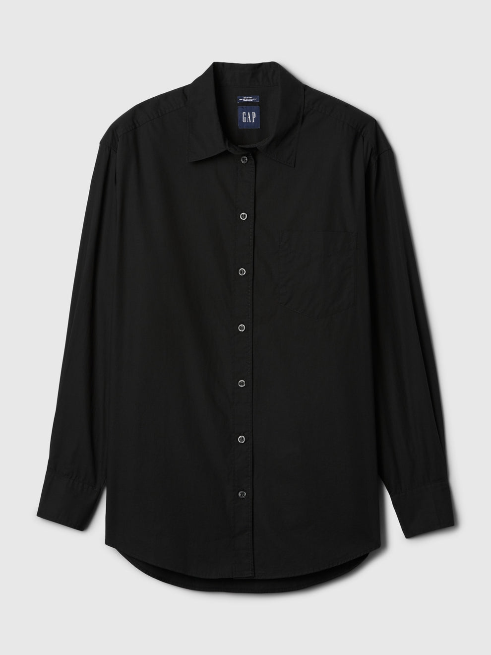 Organic Cotton Poplin Big Shirt - Black