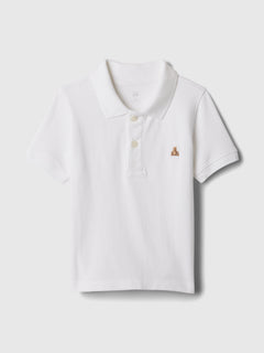 Gap Baby & Toddler Pique Polo Shirt in Optic white, product-only front view