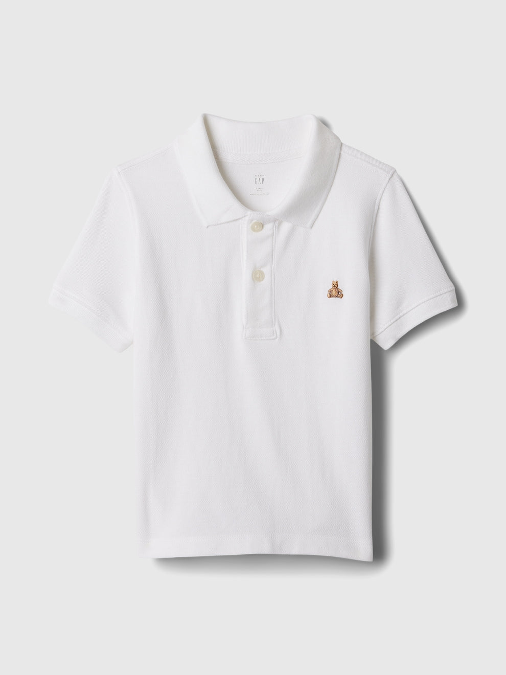 Gap Baby & Toddler Pique Polo Shirt in Optic white, product-only front view