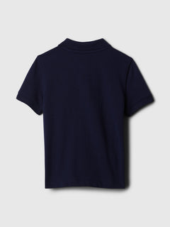 Gap Baby & Toddler Pique Polo Shirt in Dark night blue, product-only back view