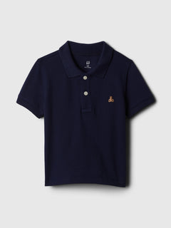 Gap Baby & Toddler Pique Polo Shirt in Dark night blue, product-only front view