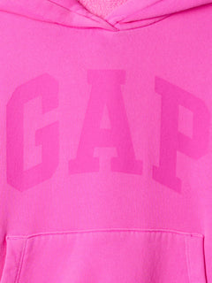 Gap Kids VintageSoft Logo Hoodie in Standout pink, logo detail
