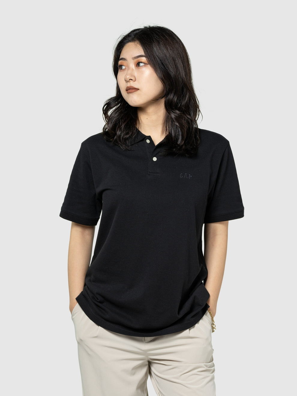 Gap Logo Pique Polo Shirt - BLACK 013