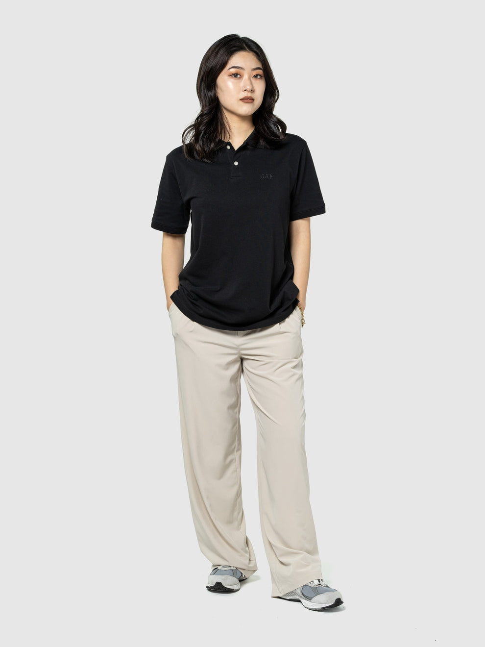 Gap Logo Pique Polo Shirt - BLACK 013