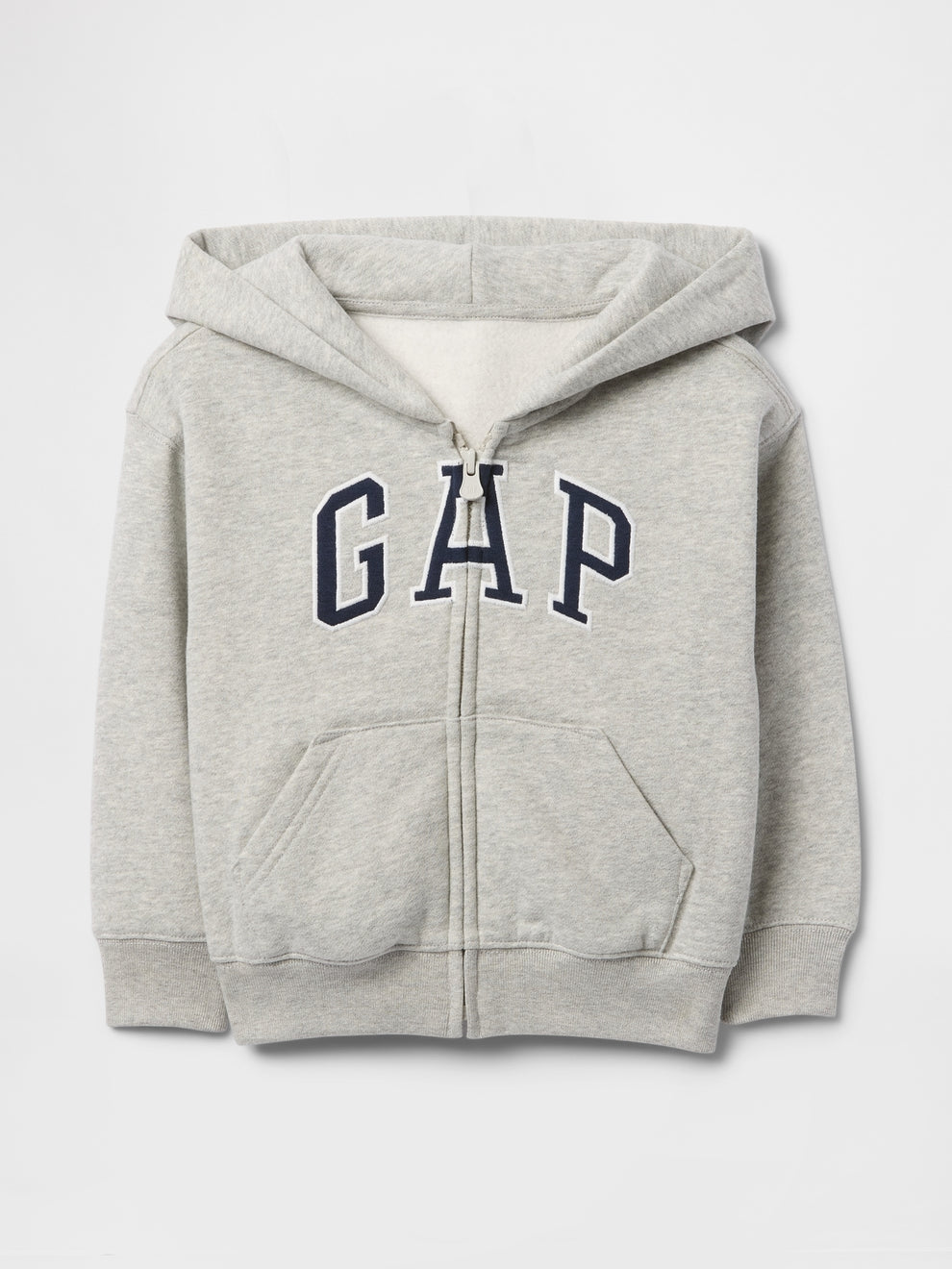 Gap Baby & Toddler VintageSoft Logo Zip Hoodie in Light heather grey, product-only front view