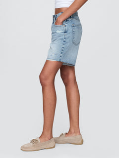 8" Mid Rise '90s Loose Denim Bermuda Shorts - Light indigo destroy
