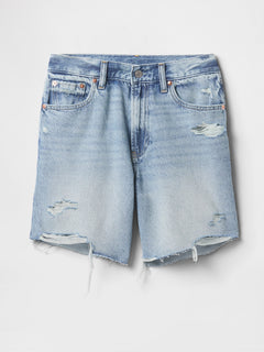 8" Mid Rise '90s Loose Denim Bermuda Shorts - Light indigo destroy