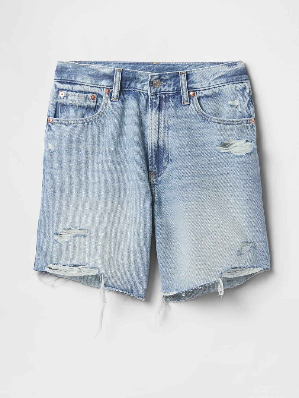 8" Mid Rise '90s Loose Denim Bermuda Shorts - Light indigo destroy