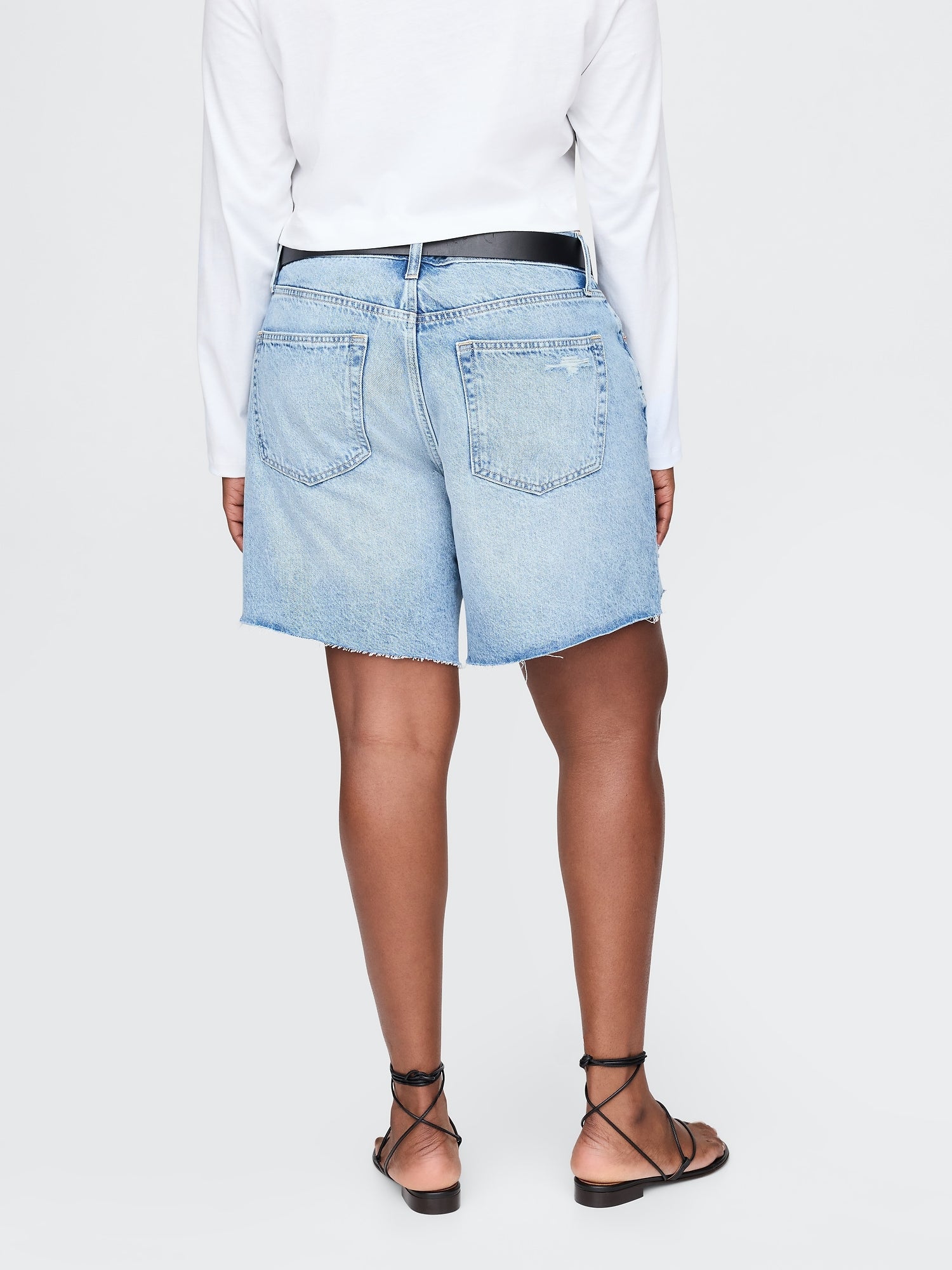 8" Mid Rise '90s Loose Denim Bermuda Shorts - Light indigo destroy