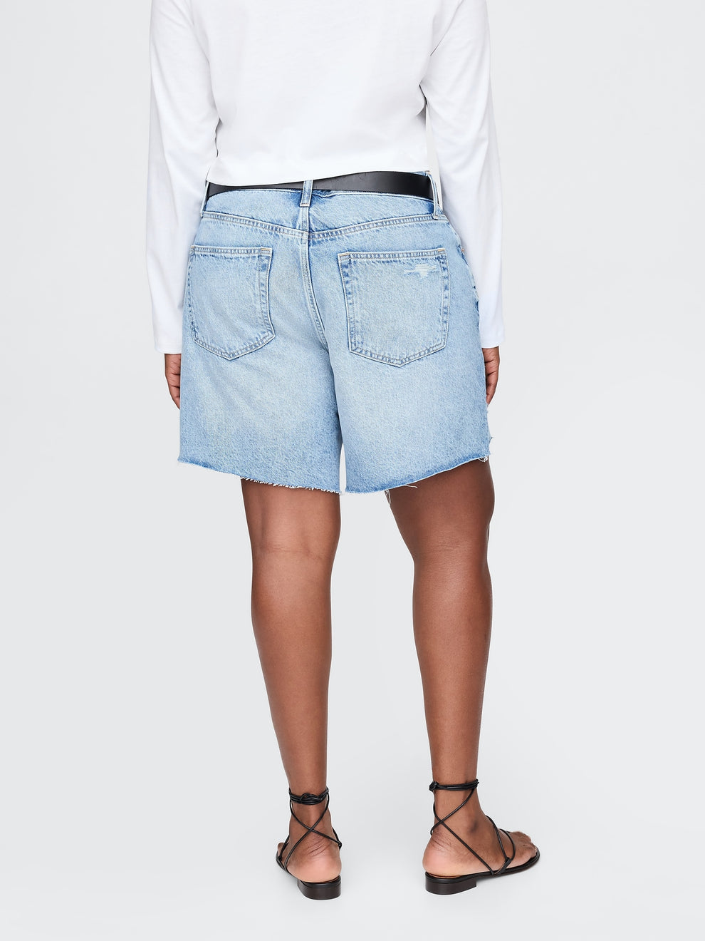 8" Mid Rise '90s Loose Denim Bermuda Shorts - Light indigo destroy