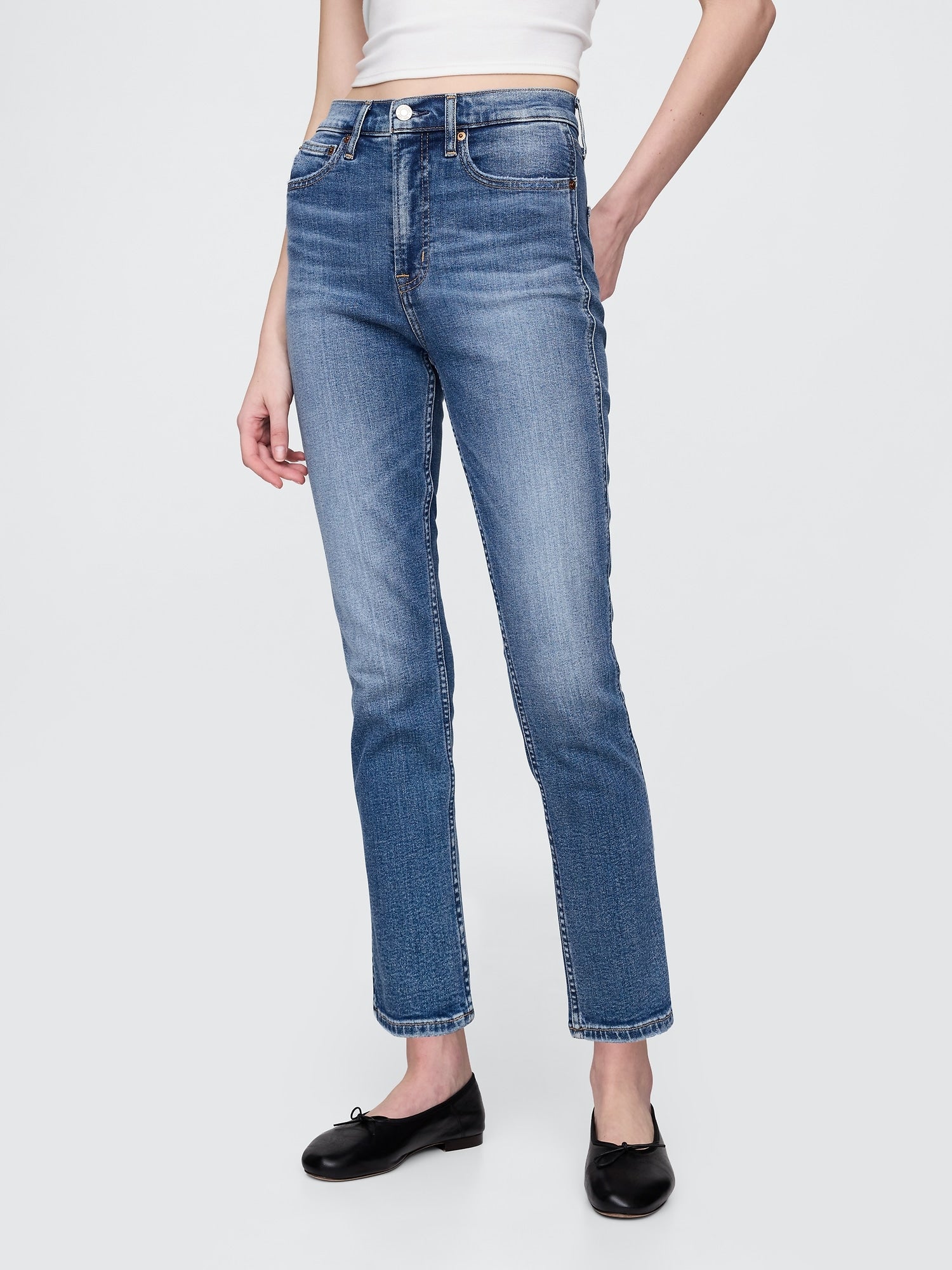 High Rise Vintage Slim Jeans - Medium indigo