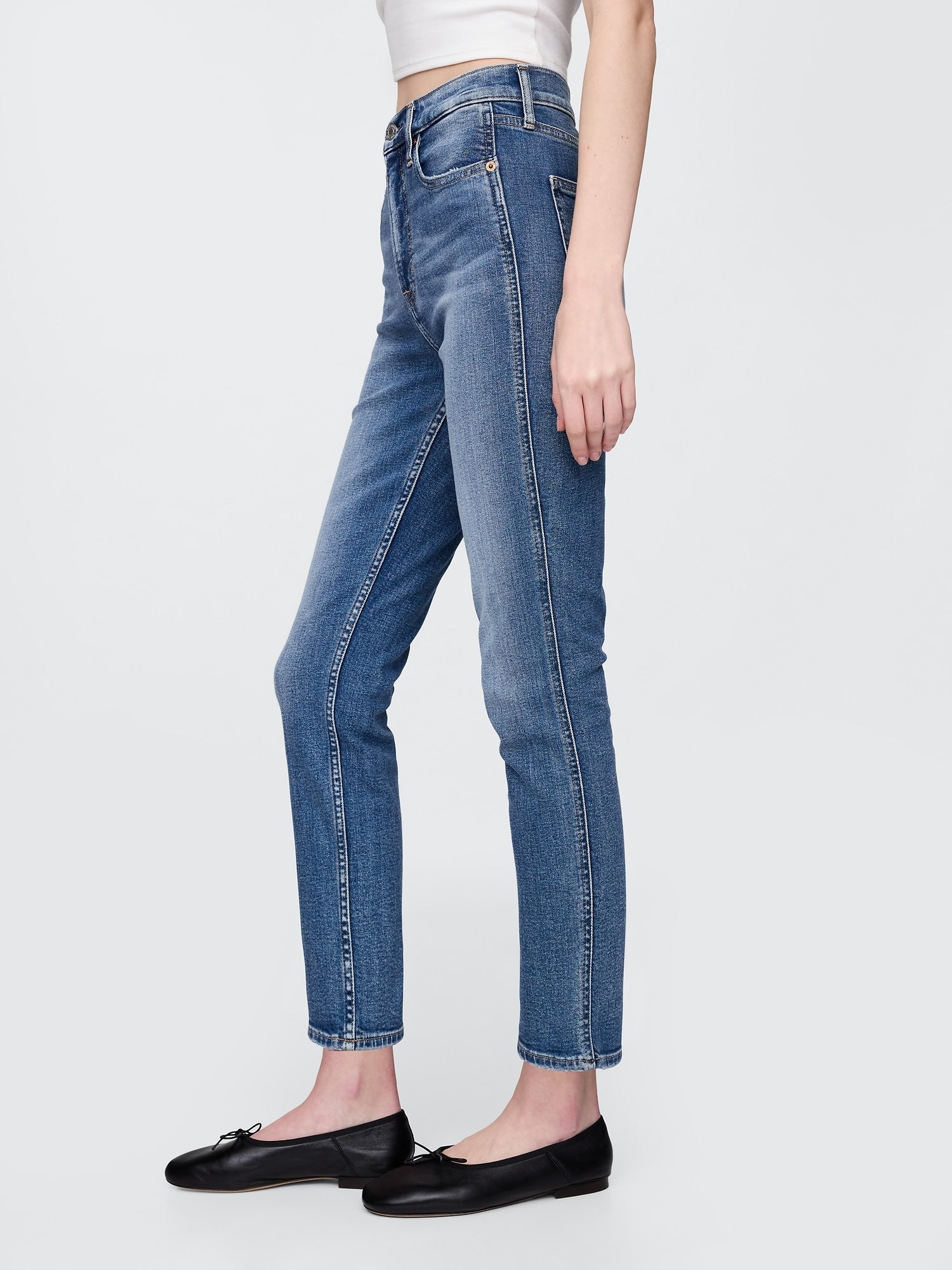 High Rise Vintage Slim Jeans - Medium indigo