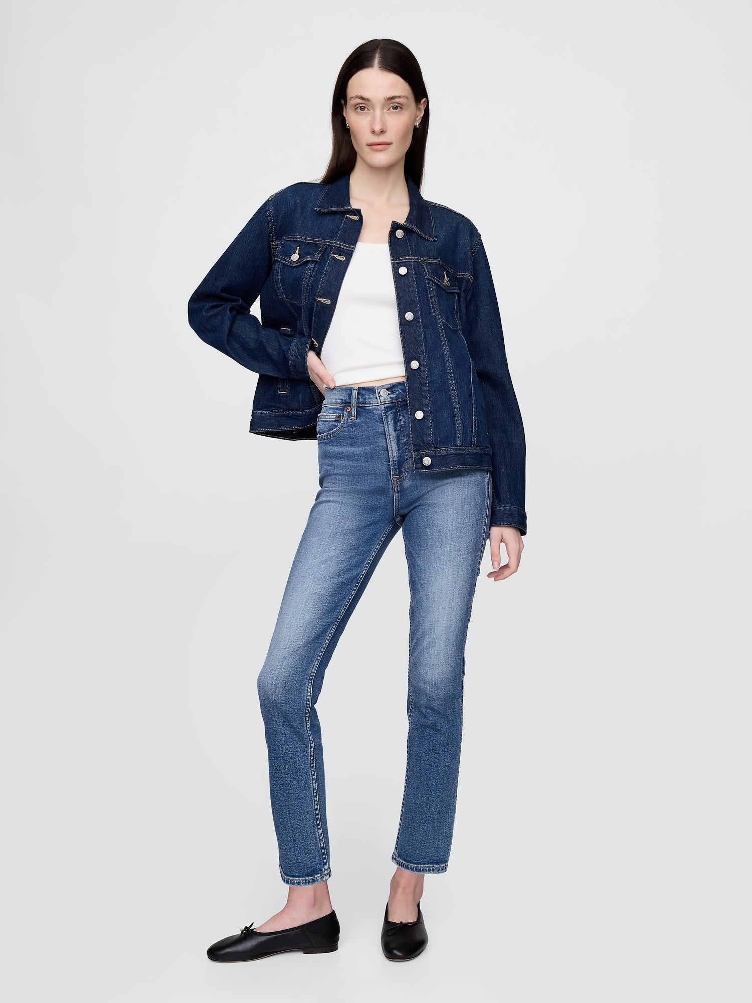 High Rise Vintage Slim Jeans - Medium indigo