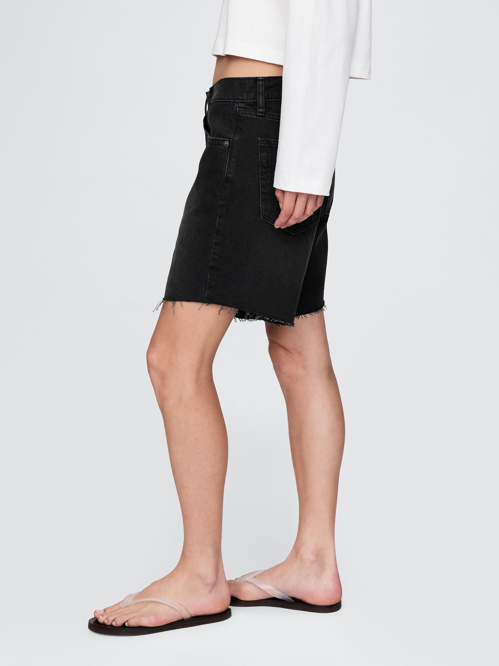 8" Mid Rise '90s Loose Denim Bermuda Shorts - Black