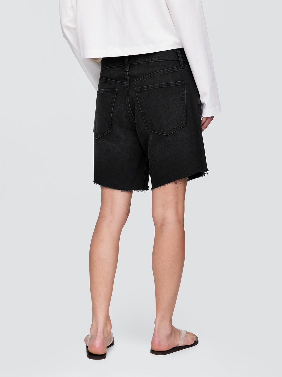 8" Mid Rise '90s Loose Denim Bermuda Shorts - Black