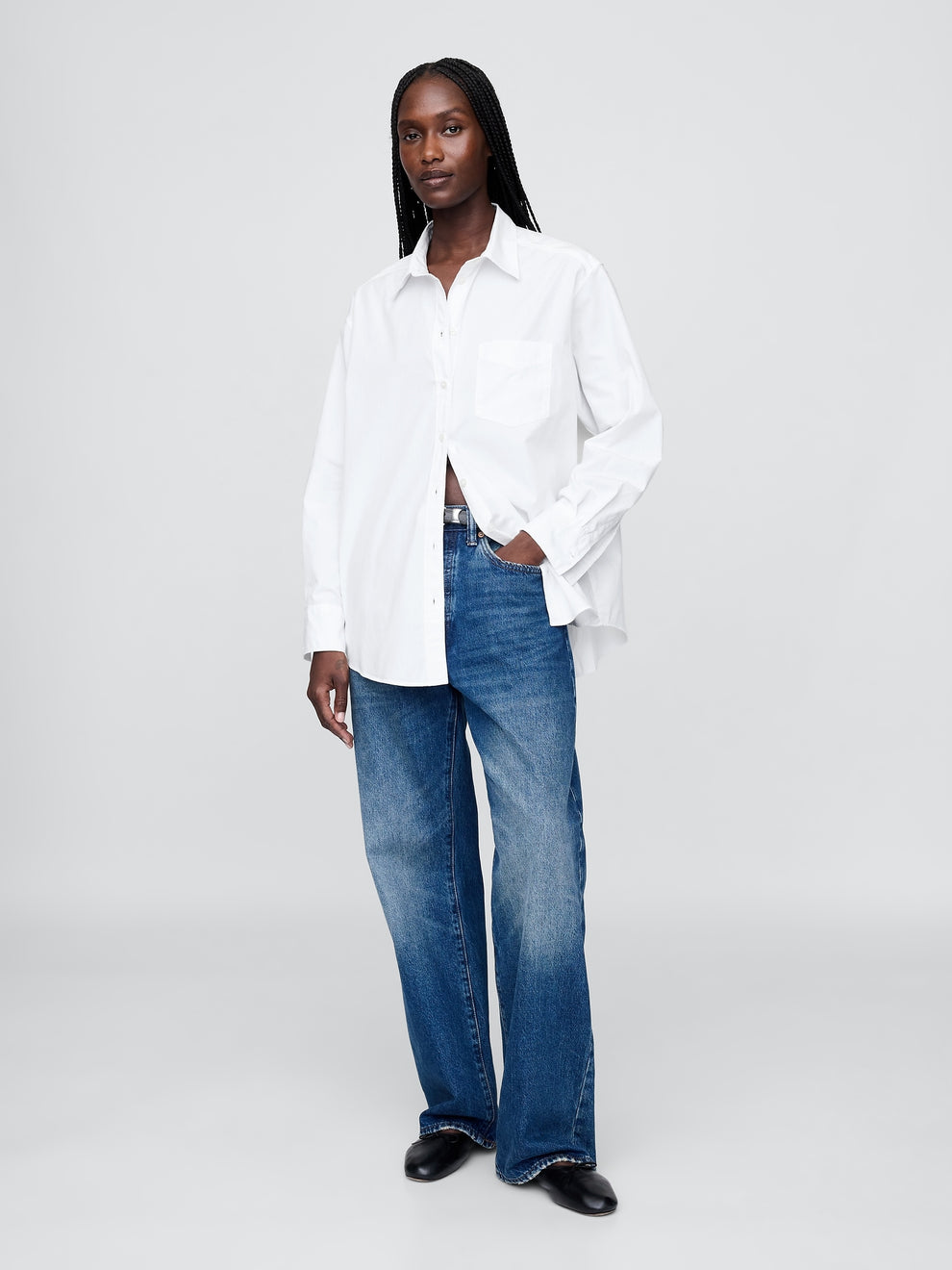 Organic Cotton Poplin Big Shirt - New optic white