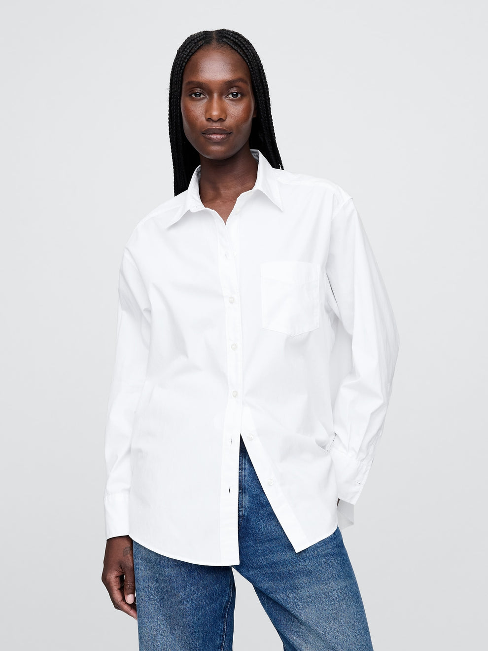 Organic Cotton Poplin Big Shirt - New optic white