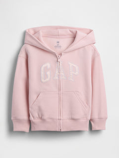 Gap Baby & Toddler VintageSoft Logo Zip Hoodie in Misty rose, product-only front view