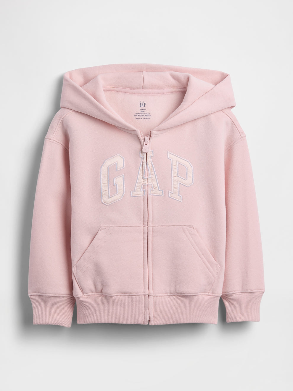 Gap Baby & Toddler VintageSoft Logo Zip Hoodie in Misty rose, product-only front view