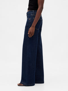 High Rise Stride Wide-Leg Jeans - Dark blue indigo