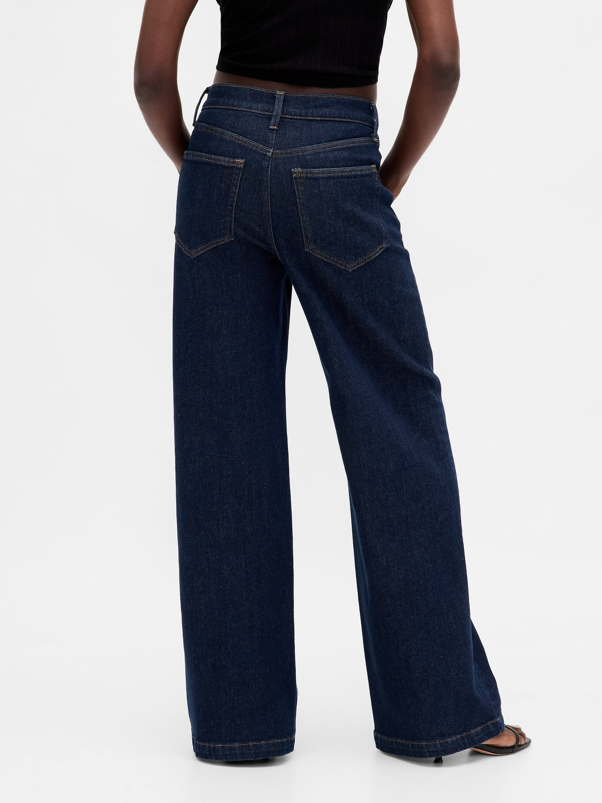 High Rise Stride Wide-Leg Jeans - Dark blue indigo