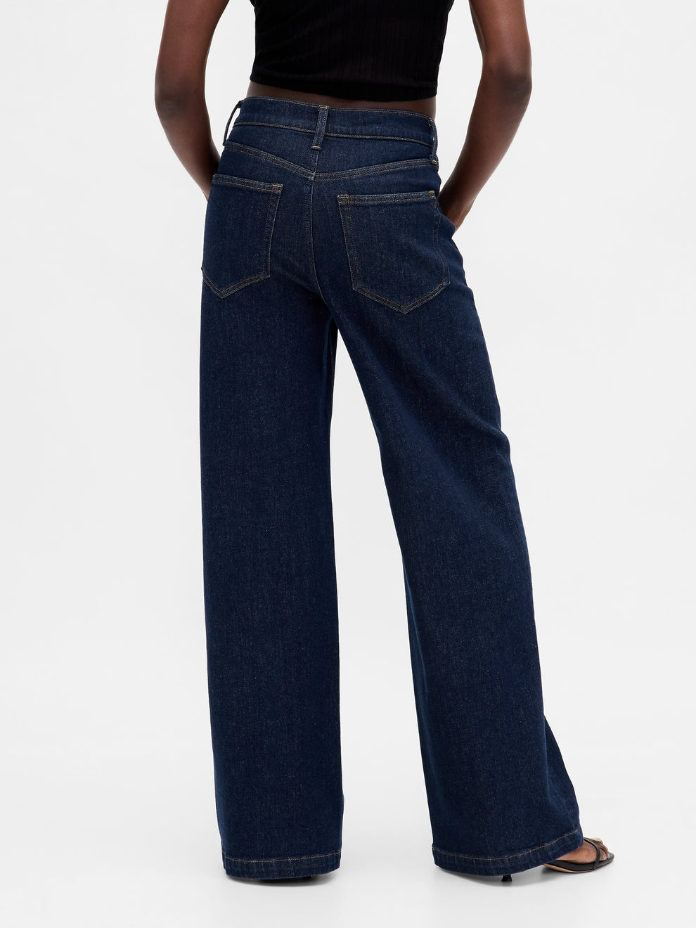 High Rise Stride Wide-Leg Jeans - Dark blue indigo