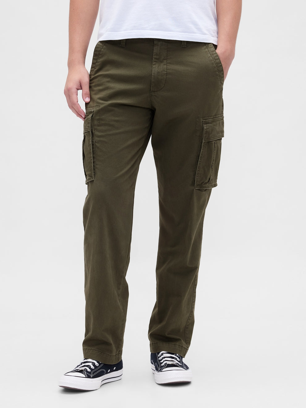 Essential Straight Cargo Pants - black moss