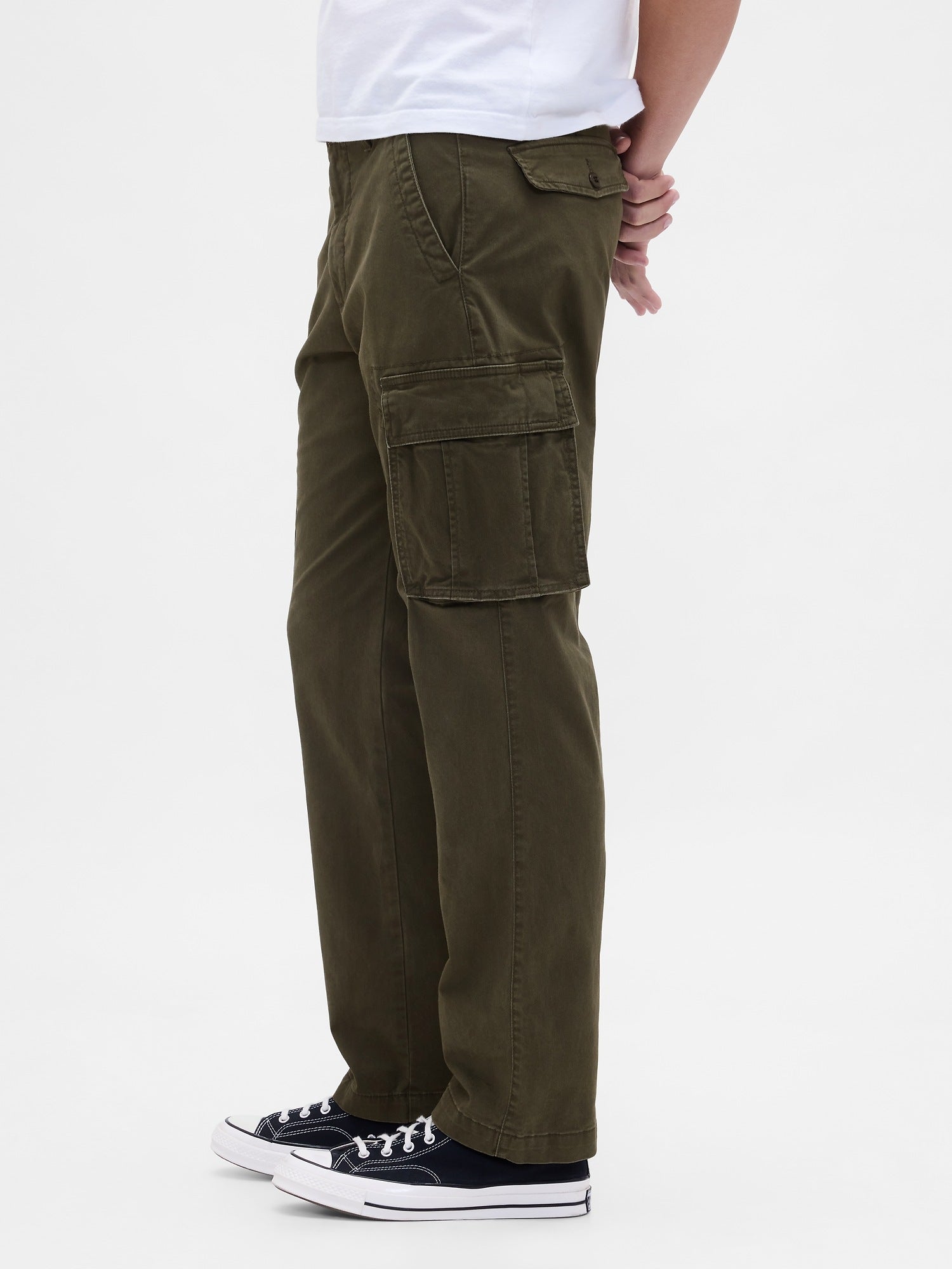Essential Straight Cargo Pants - black moss