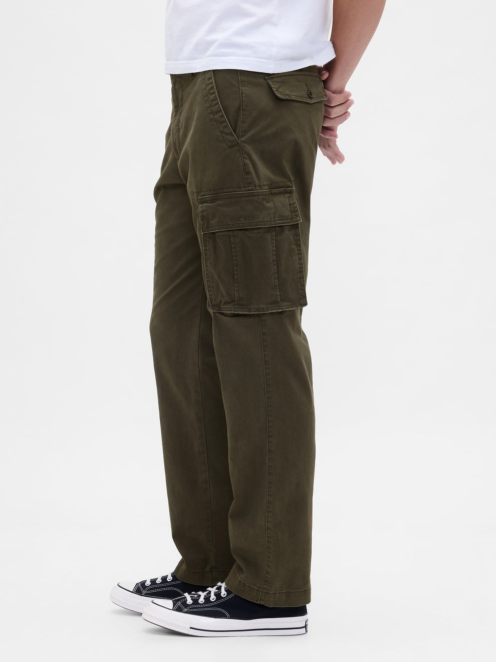 Essential Straight Cargo Pants - black moss