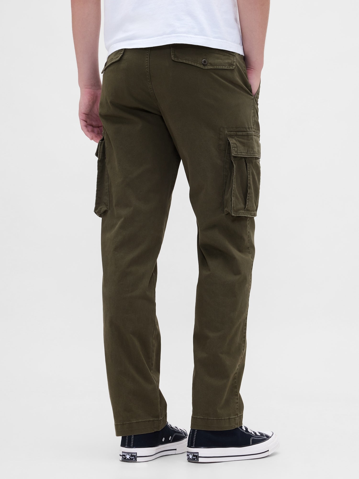 Essential Straight Cargo Pants - black moss
