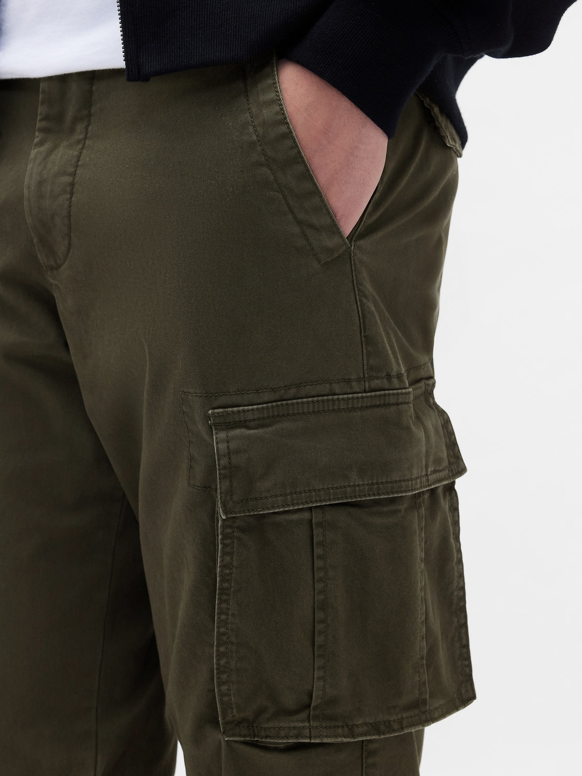 Essential Straight Cargo Pants - black moss