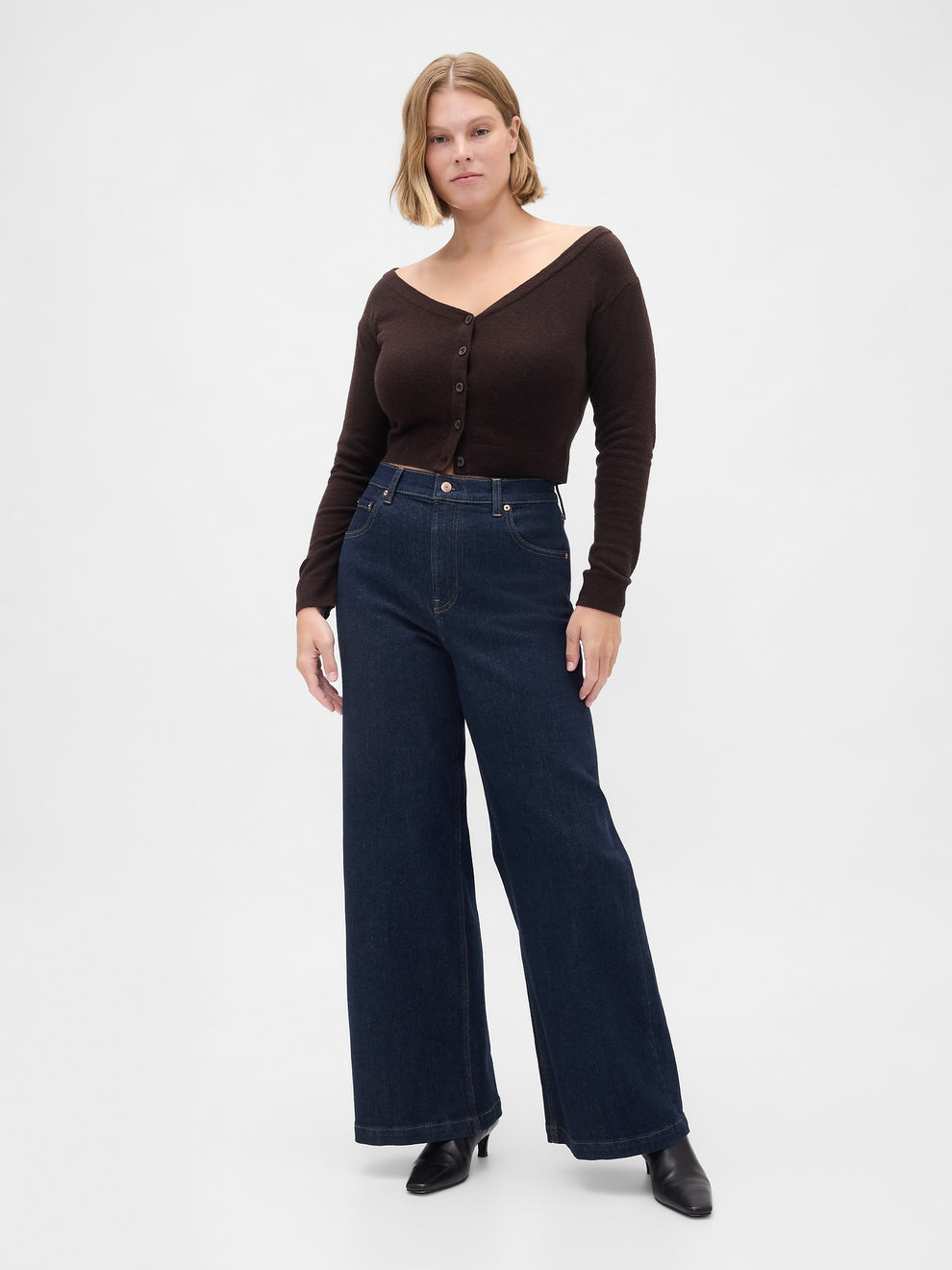 High Rise Stride Wide-Leg Jeans - Dark blue indigo