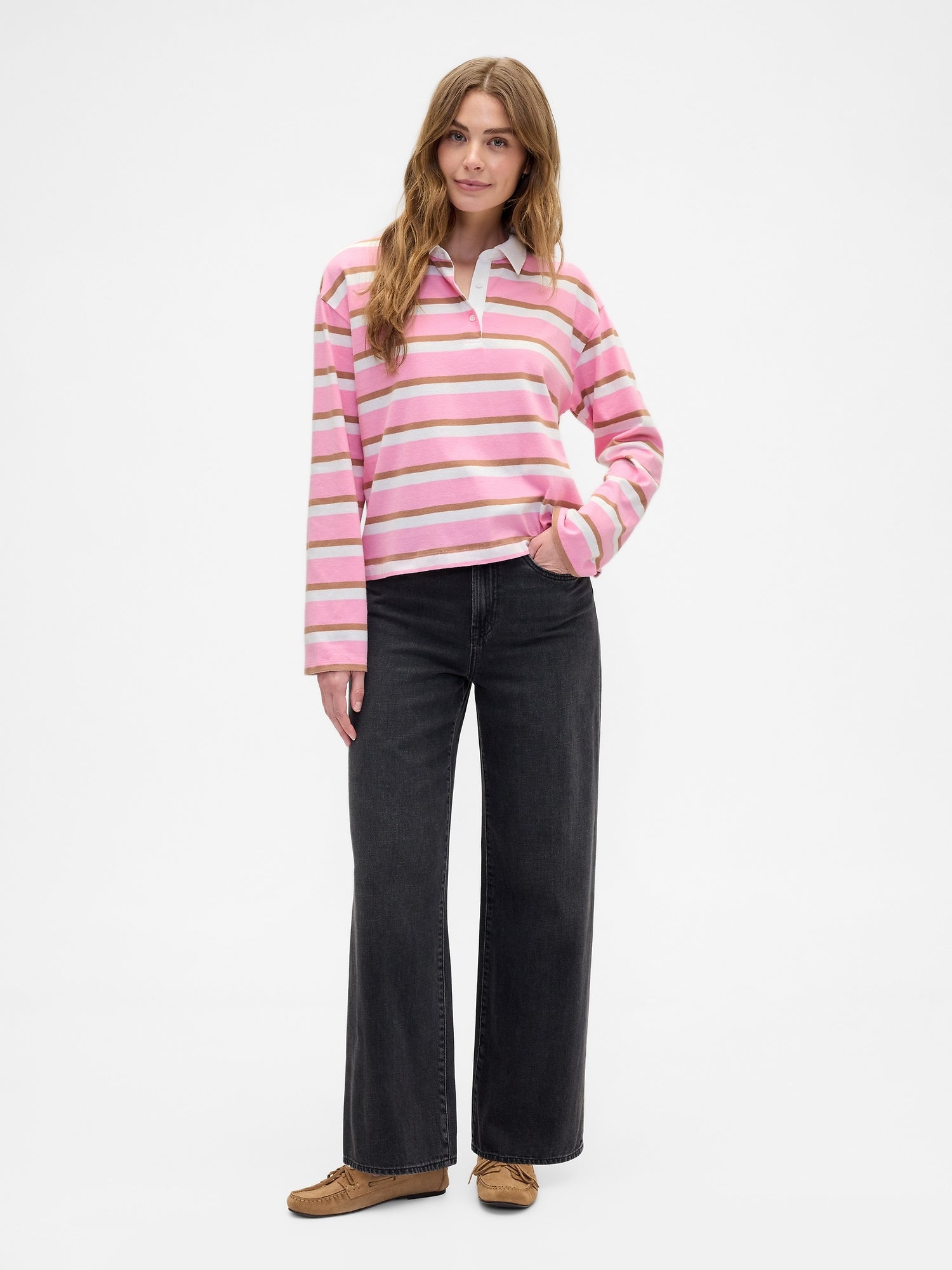 Relaxed Rugby Polo Shirt - May pink
