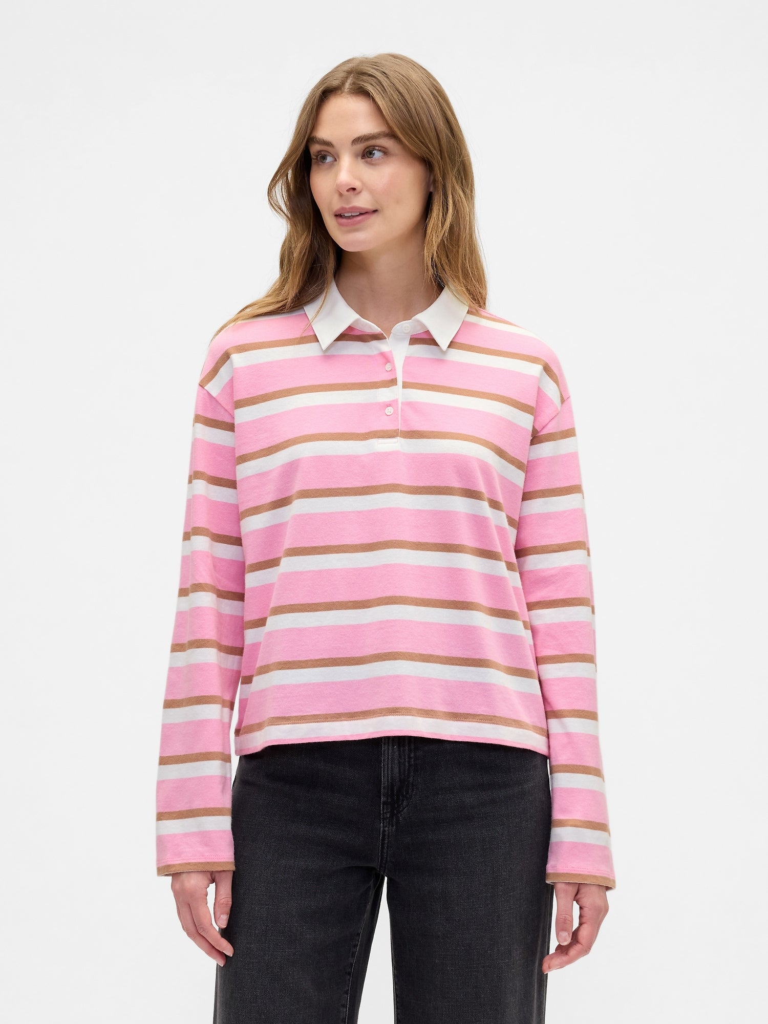 Relaxed Rugby Polo Shirt - May pink