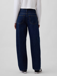 High Rise Barrel Jeans - Dark rinse