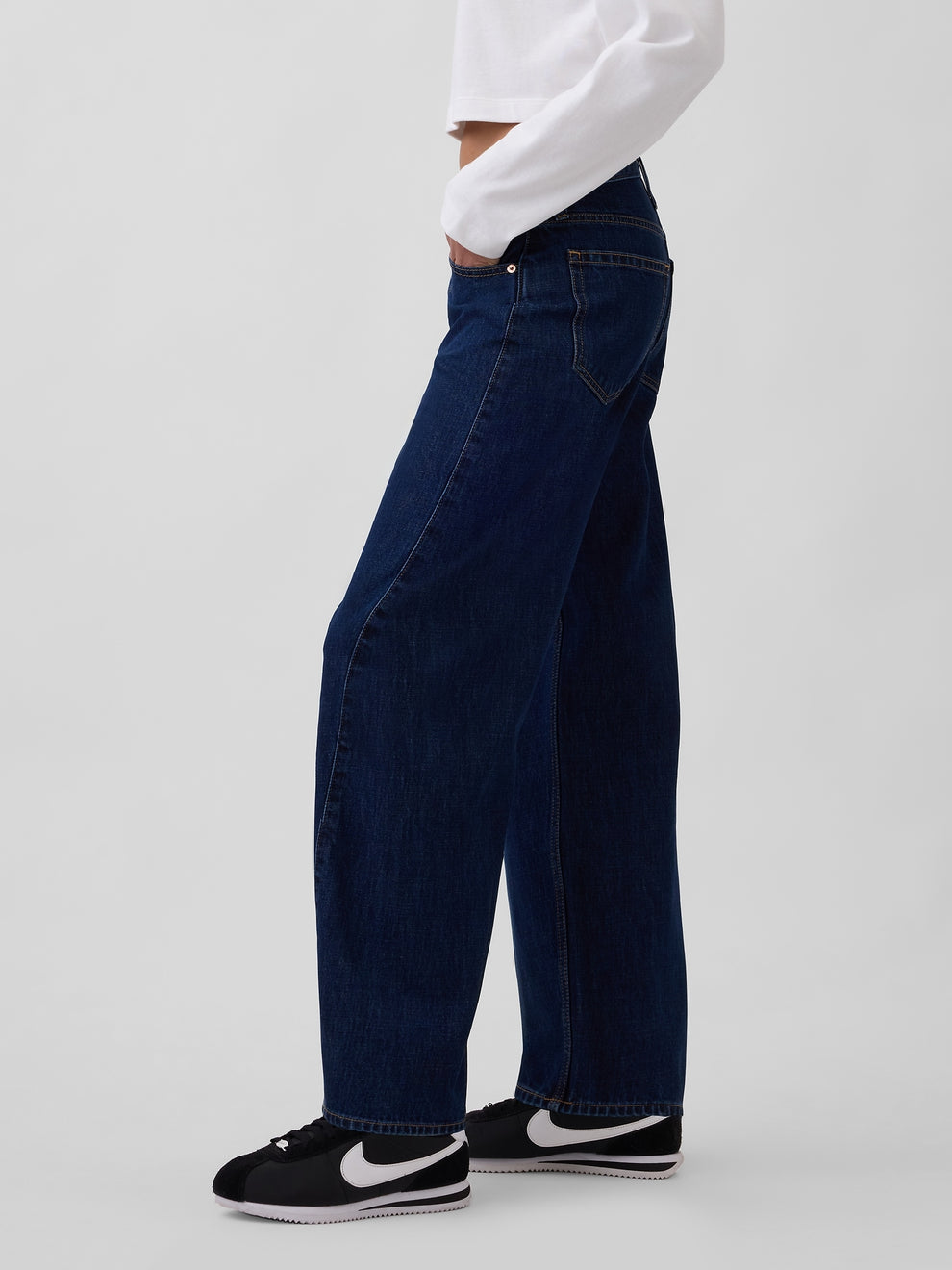 High Rise Barrel Jeans - Dark rinse