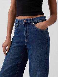 High Rise Stride Wide-Leg Jeans - Dark wash